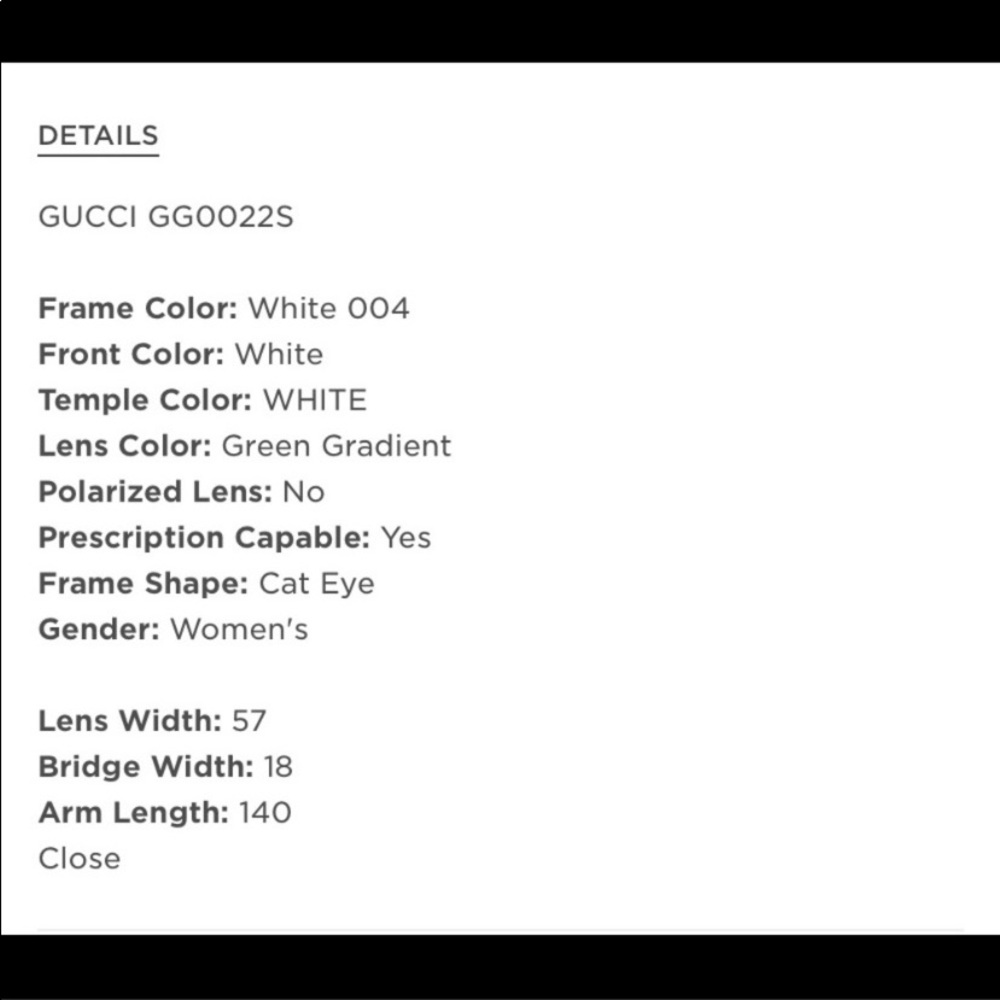 GUCCI White Mother of Pearl Cat-Eye Sunglasses - Picture 9 of 9